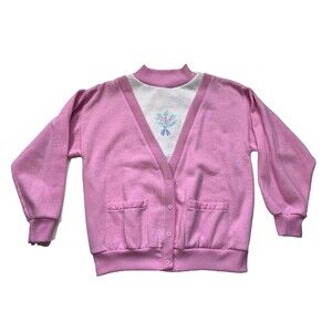 VTG Liz Thomas Womens Medium Sweatshirt Floral Embroidered Granny Core Mock Neck